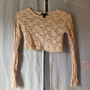 Forever 21 Cream Long Sleeve Crop